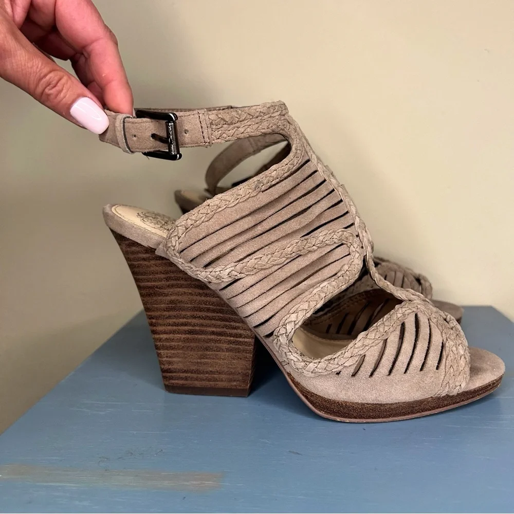 Vince Camuto Janil open toe suede block heel sandal
